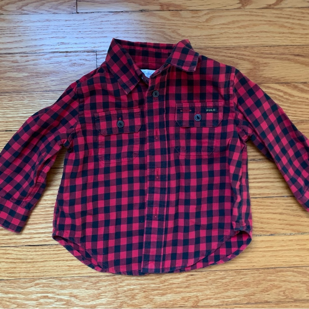 Ralph Lauren polo 12m buffalo plaid button-down holiday Christmas